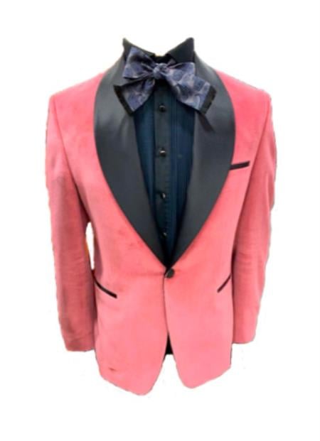Mens Shawl Lapel One Button Pink Colour