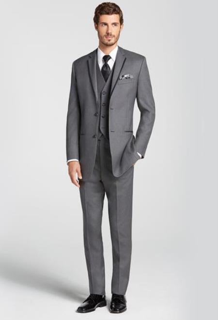 Grey Suit With Black Lapel