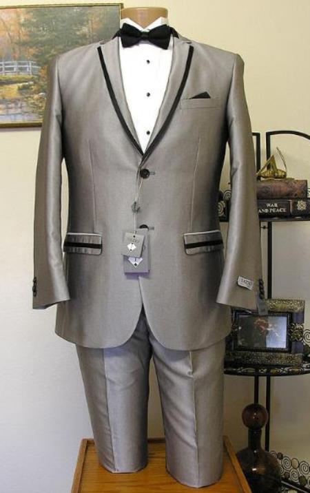 Grey Suit With Black Lapel
