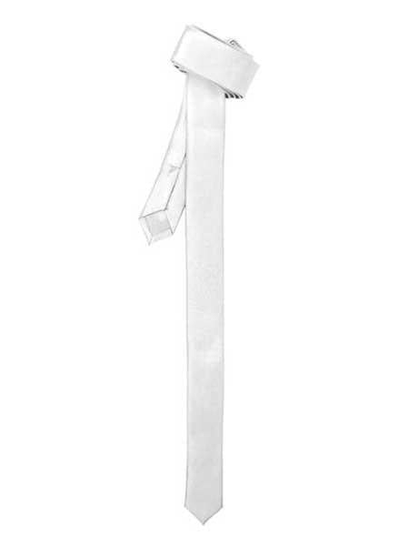 Groomsmen Ties Super Skinny White Slim Fully Lined Fashionable Shiny Neck Tie
