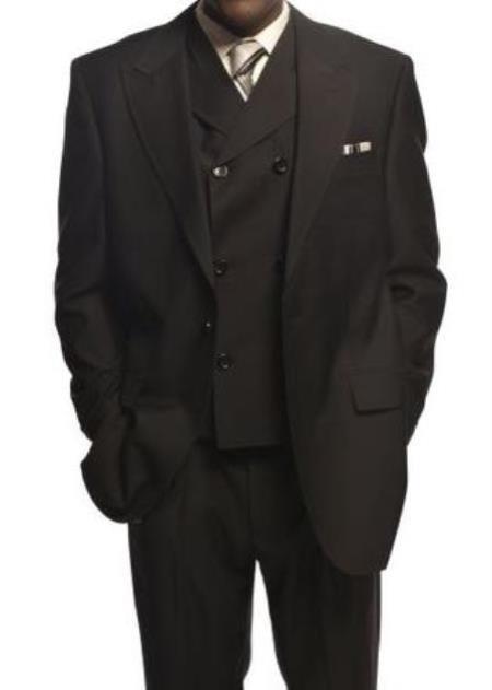 Men’s Urban Gray 3 Piece Suit with Double Breasted Vest and Pleated Pants, Formal Dress Suit
