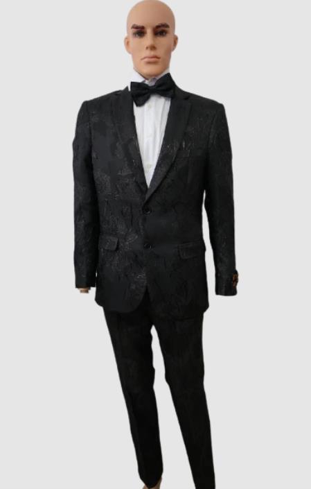 Prom 2026 Suits - Wedding Suit - Paisley Suit - Floral Suit + Matching Bowtie