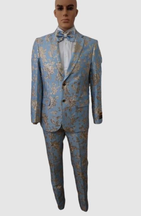 Prom 2026 Suits - Wedding Suit - Paisley Suit - Floral Suit + Matching Bowtie