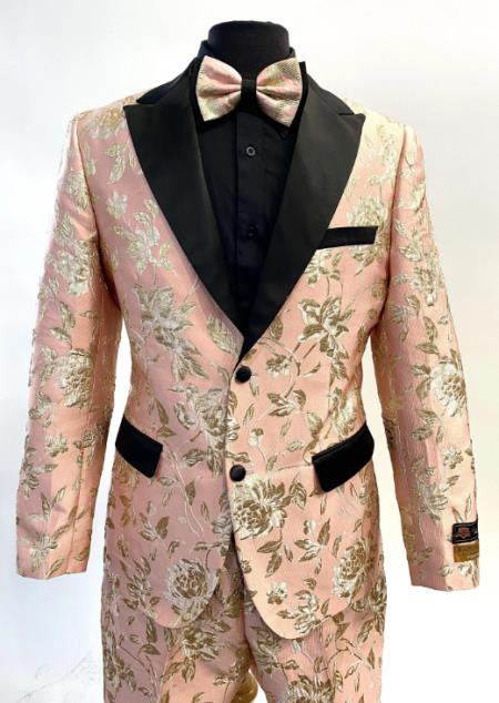 Prom 2026 Suits - Wedding Suit - Paisley Suit - Floral Suit + Matching Bowtie