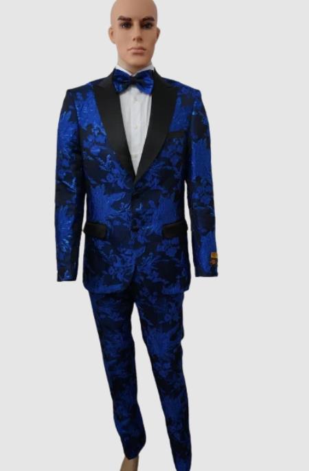 Prom 2026 Suits - Wedding Suit - Paisley Suit - Floral Suit + Matching Bowtie