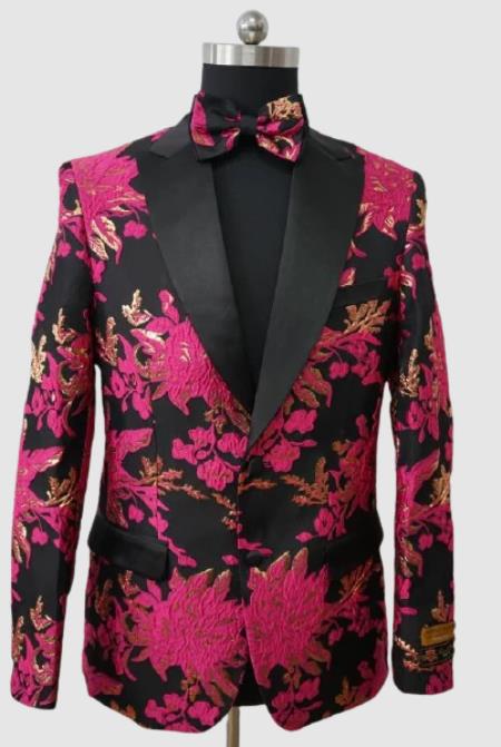Prom 2026 Suits - Wedding Suit - Paisley Suit - Floral Suit + Matching Bowtie