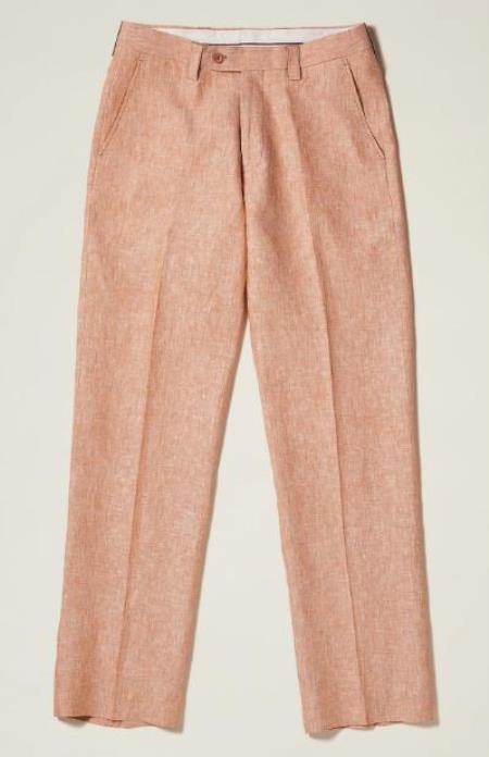 Linen Flat Front Pants Camel Colors