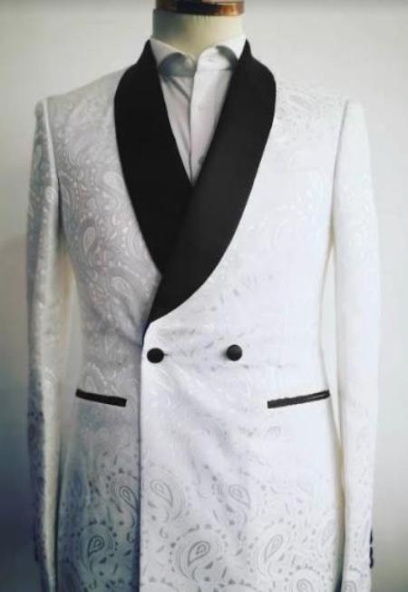 Mens Two Button Shawl Lapel Suit Black