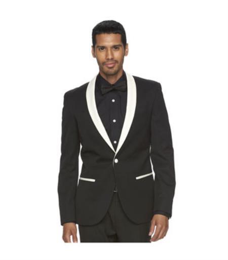 Mens Black and White Suit