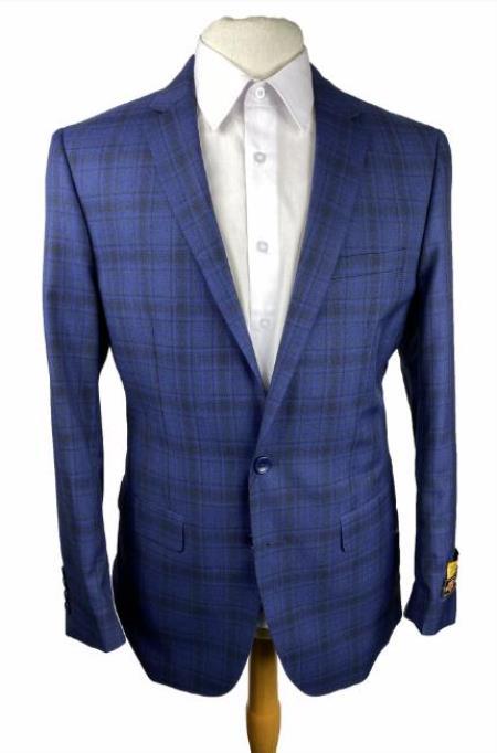 Mens Blue Checkered Blazer