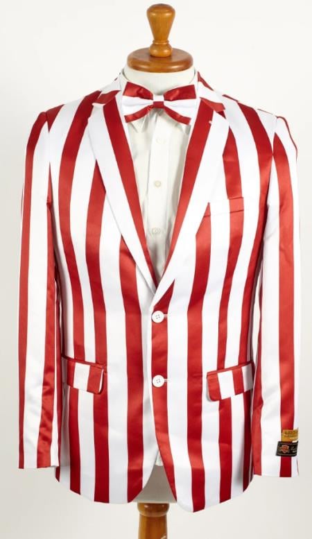 Mens 2 Button Notch Lapel Blue and White Blazer