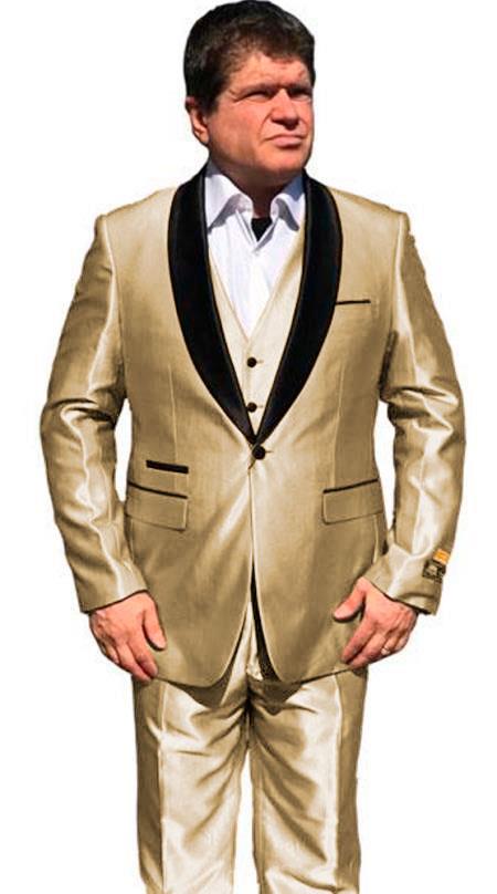 One Button Shawl Lapel Flap Front Pocket Olive Green Suit For Men main image 1