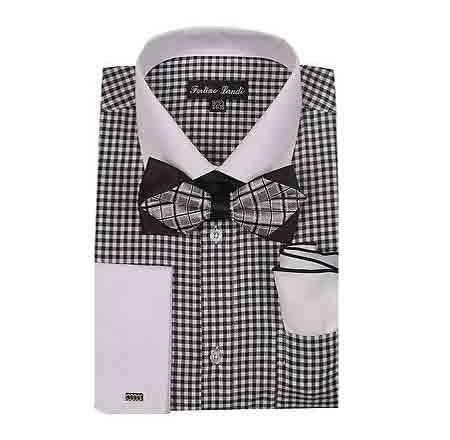 Mens Black and White Dress Shirt — Menssuitsatlanta