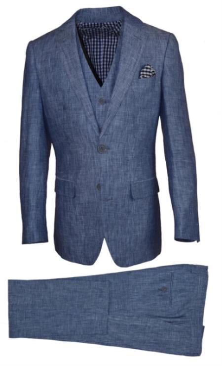 Boys Linen Suit - Toddler Linen Suit - Kids Linen Suit + Navy