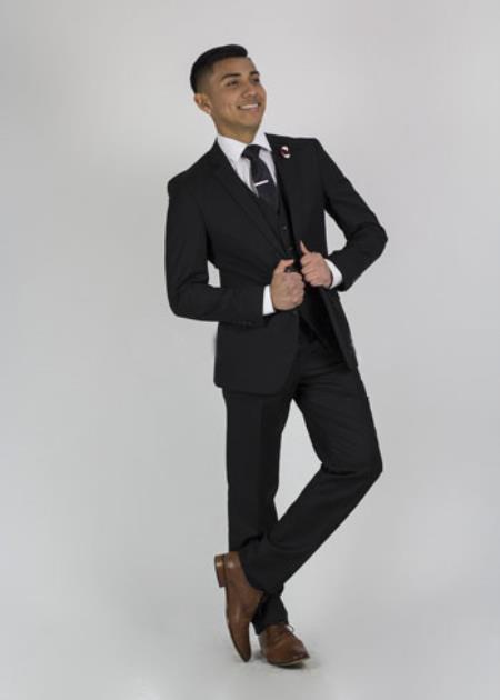 Boys Slim Fit Suits - Kids Black Slim Fit Suit
