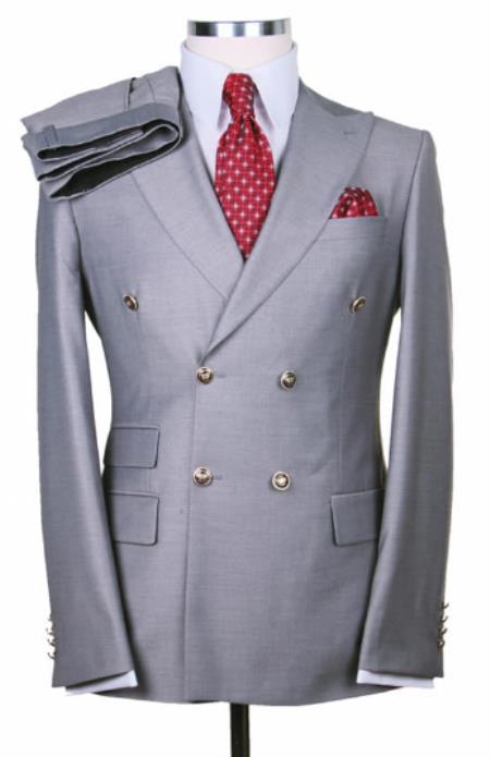 Men's RUST Double Breasted 2 Button Vitali Brand Flat Front Pants Regular Fit Side Vented Suit