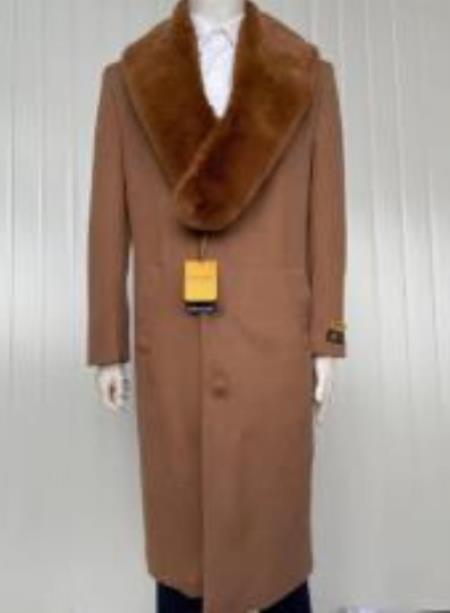 Mens Cashmere Blend Dark Brown Coat Full length - Cashmere Overcoat