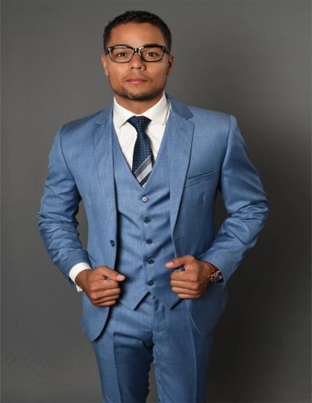 Mens Ice Blue Suit