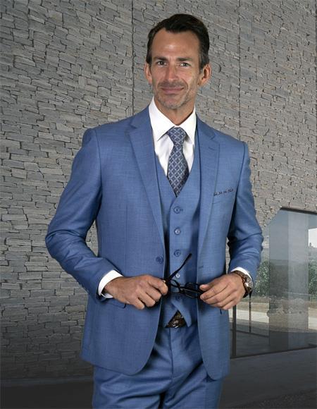Mens Ice Blue Suit