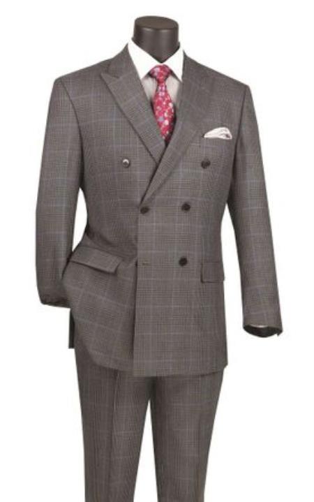 Mens Plaid Suits - Mauve Windowpane Three Piece Suits main image 0