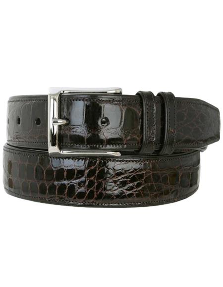 Genuine Alligator Mens Dark Brown Belt - Mezlan Brand