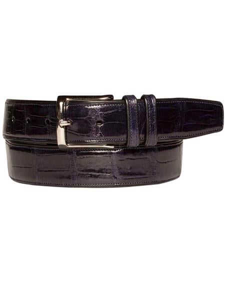 Genuine Alligator Mens Blue Belt - Mezlan Brand