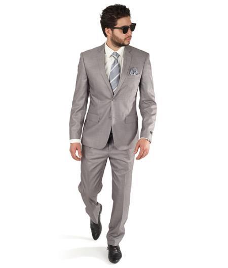 34s Suit - 34 Short Silver Grey Suit - Size 34 Suit - 34s Slim Fit Suit