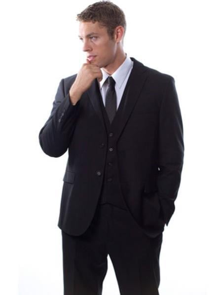 34s Suit - 34 Short Black Suit - Size 34 Suit - 34s Slim Fit Suit