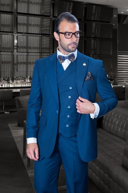 Old Man Sapphire Suit - Old Fashioned Suit - Old Style Suits - Old School Suits blue tweed