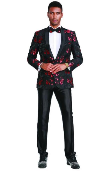 Mens Big and Tall Blazer - Big and Tall Black - Red Sport Coat