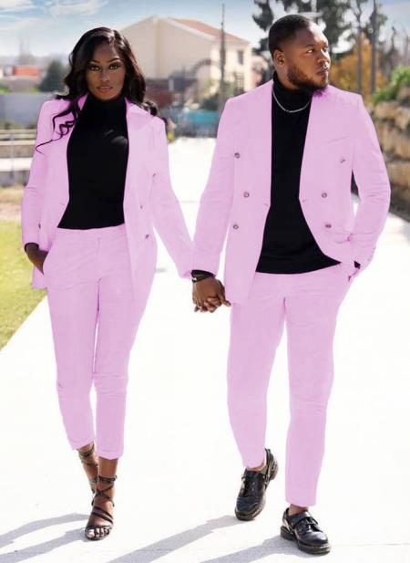 Double Breasted Baby Pink Suit