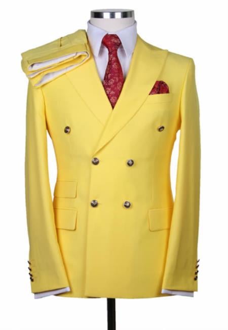 Mens Yellow Tuxedo Suit Plus Pants