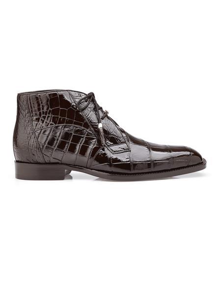 Mens Crocodile Skin Boots - Brown