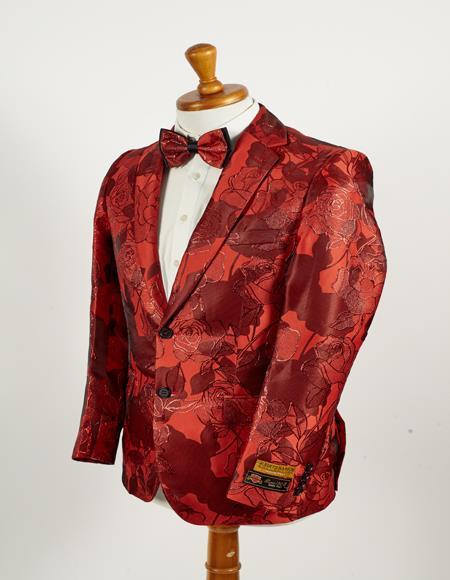 Red Floral Suit - Red Floral Blazer - Red Floral Tuxedo