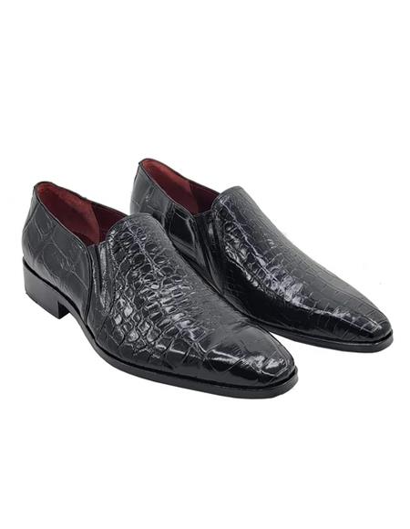 Mens Authentic Genuine Alligator Loafer - Black
