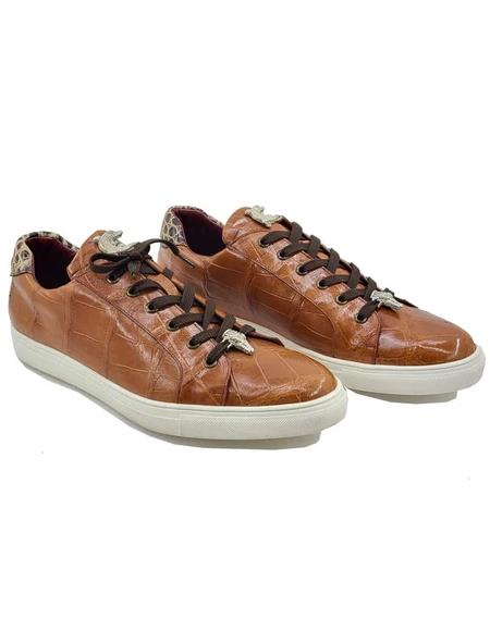 Exotic Alligator Sneaker - Cognac
