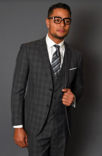Charcoal Grey Plaid Suits