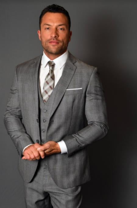 Business Suit - Patterned Suit - 1920s Old School Vintage Suit - Charcoal Grey Window Pane Suit main image 1