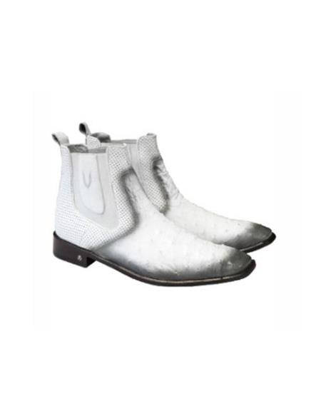 Mens White Cowboy Boot - Faded White