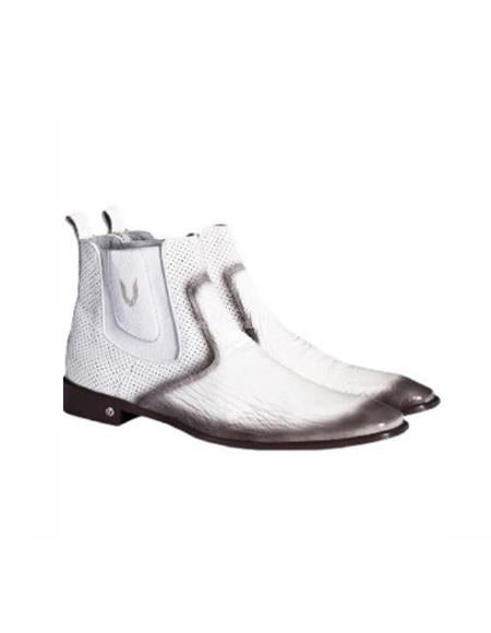 Mens White Cowboy Boot - Faded White