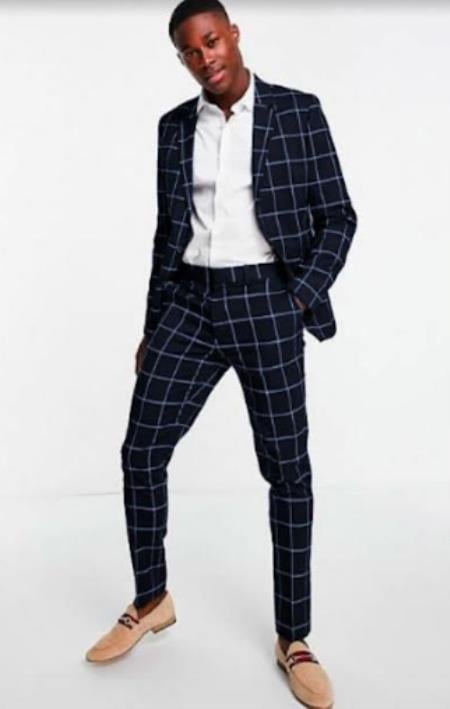 Bold Gangster Plaid Suit - 1920s Mens Fashion Window Pane Suit - Charcoal
