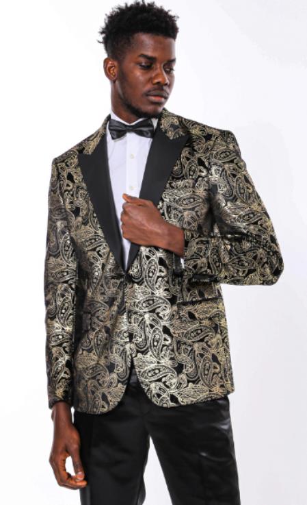 Party Suits - Fashion Gold Suits - Mens Stage Festive Bright Color Suits
