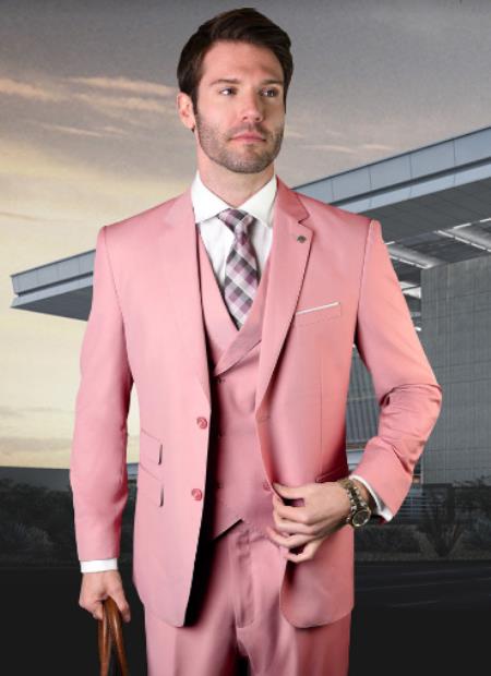 Peach Tuxedo Suit - Pink Tuxedo Suit - Prom 2026 Wedding Tuxedo Vested Suit