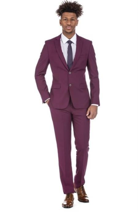Mens Suits Los Angeles Why Rent To Setup The Group - Call: 3104300939 Slim Fit Suits - Prom 2026 Suits - Magenta 2 Button Groomsmen Suit