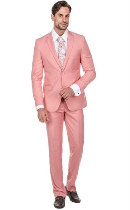 Mens Suits Los Angeles Why Rent To Setup The Group - Call: 3104300939 Slim Fit Suits - Prom 2026 Suits - Pink 2 Button Groomsmen Suit