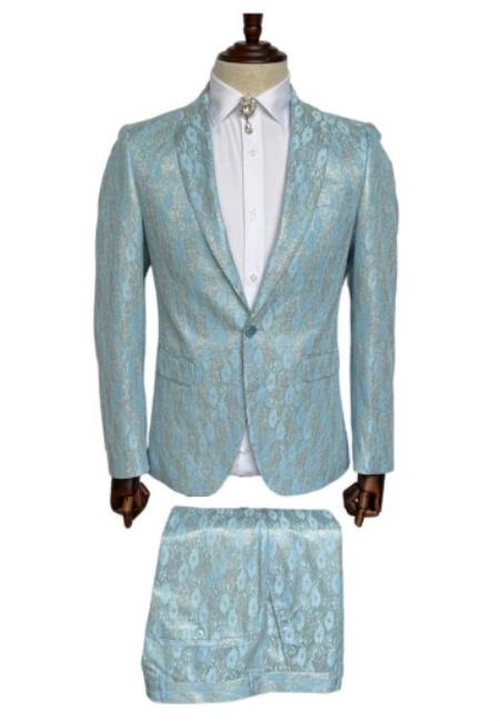 Turqoise Paisley Tuxedo - Fashion Prom 2025 Tuxedo - Wedding Tuxedo