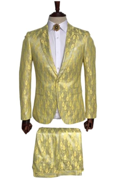 Yellow Paisley Suit - Fashion Prom Tuxedo - Wedding Tuxedo main image 1