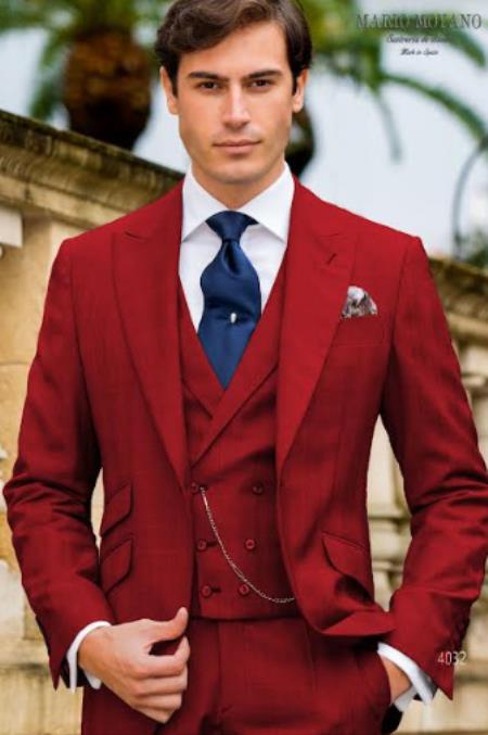 Mens One Button White ~ Red Suit main image 1