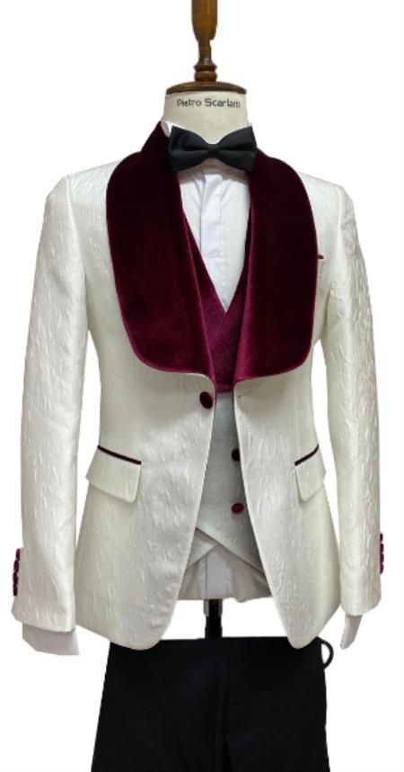 Ivory Tuxedo Dinner Jacket Wide Velvet Groom Tuxedo Jacket - Prom 2026 Blazer