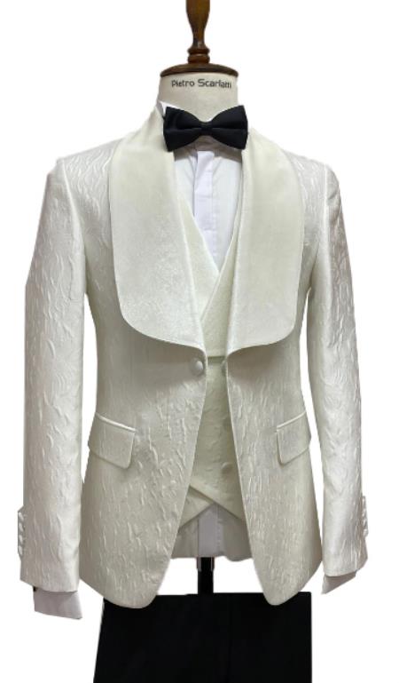 Ivory Tuxedo Dinner Jacket Wide Velvet Groom Tuxedo Jacket - Prom 2025 Blazer